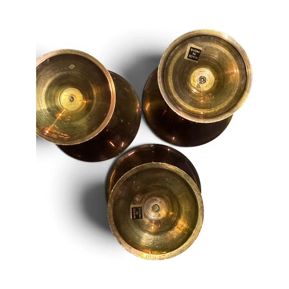 Vintage Solid Brass Chalices | Set of 3 | Mid-Century Barware